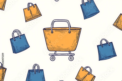 Shopping Bags Seamless Pattern.