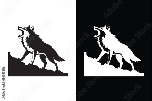 Wolf icon vector on White Background ,Vector Art Illustration on white background.