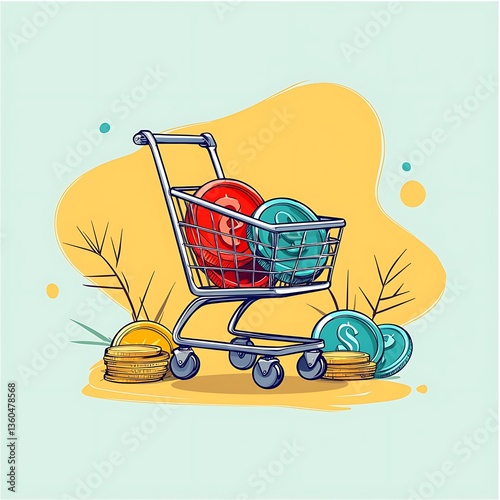 Shopping Cart Full of Coins.