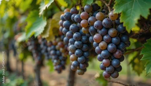 Wallpaper Mural Ripe Grapes Hanging on Vine in Lush Vineyard Under Bright Sunlight Torontodigital.ca