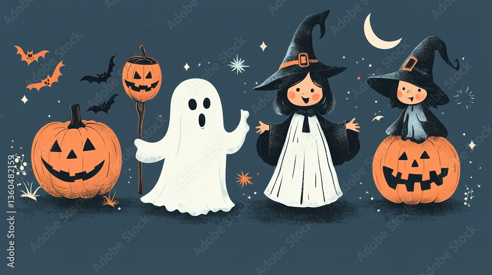 Halloween pumpkin, ghost and witch Halloween pumpkin, ghost and witch