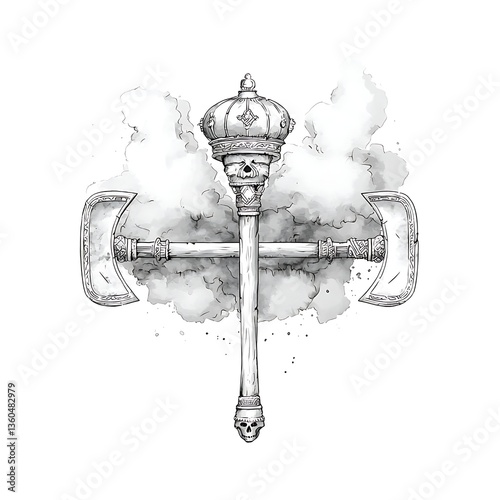 Skull Mace  Axes with Smoke Cloud.