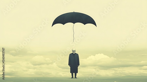Skull Man for Umbrella, Cloudy Sky.