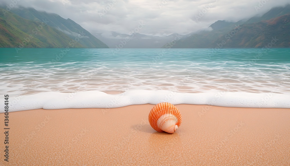 Obraz premium Seashell on Tropical Beach for Mountain View.