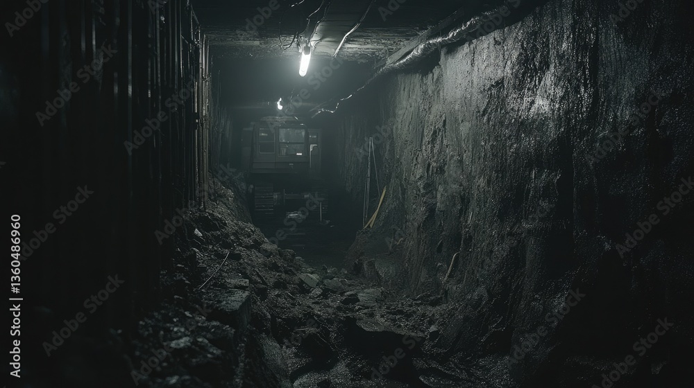 Obraz premium Deep Dark Coal Mine Tunnel