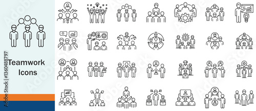 Collection of Teamwork and Collaboration Icons
Set of People and Group Interaction Line Art
Outline Illustrations of Team Dynamics and Communication
People Icons Representing Teamwork and Cooperation