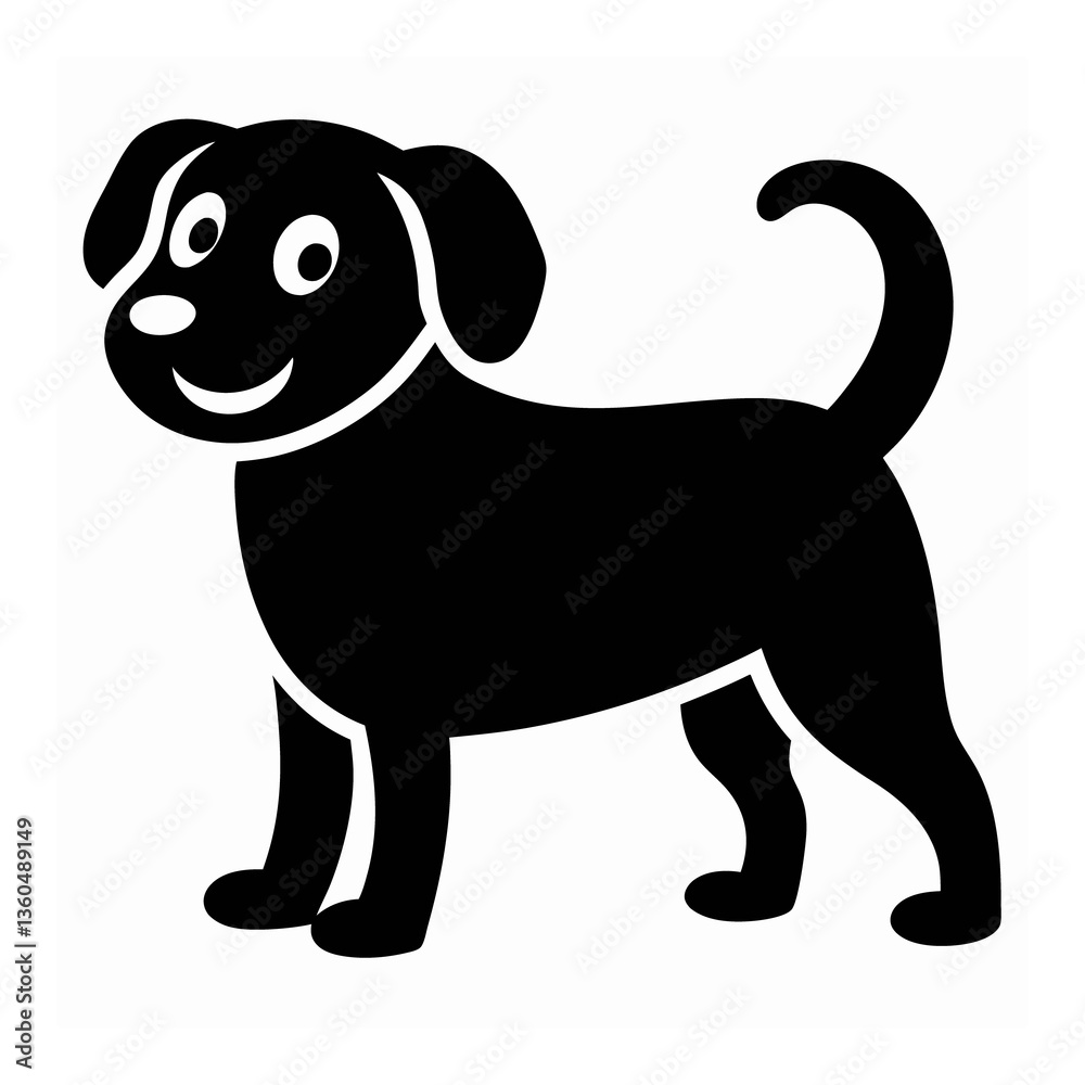 Fototapeta premium Dog Stand Up Silhouette Vector – Strong and Alert Canine Illustration, Standing Dog Silhouette – Black Vector Art, Alert Dog Icon – Guard Canine Illustration, Dog Outline Vector – Pet Silhouette 