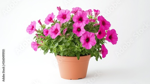 Wallpaper Mural A pot of blooming pink petunias in a terracotta flower pot, against a white background, bright colors, high - resolution, plant photography Torontodigital.ca