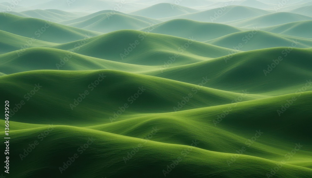 Obraz premium Serene Green Hills Under Soft Light in Rolling Landscape