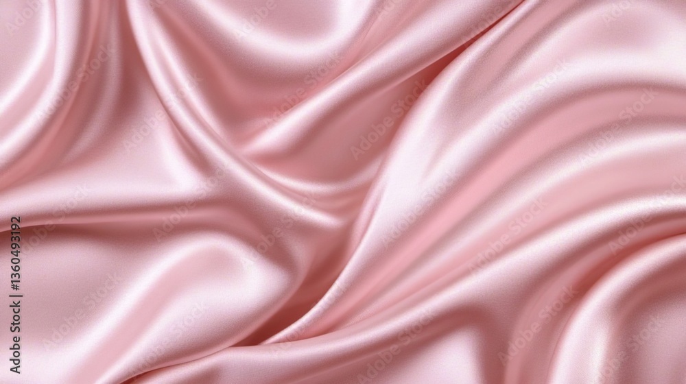 Fototapeta premium A piece of pink silk fabric with delicate folds, high - resolution, soft lighting, textile photography