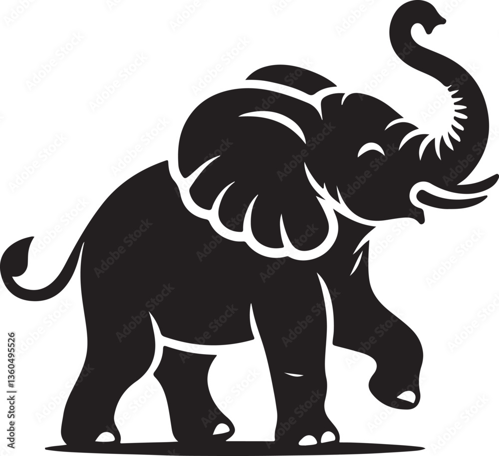 Fototapeta premium vector silhouette of a baby elephant illustration type with background .