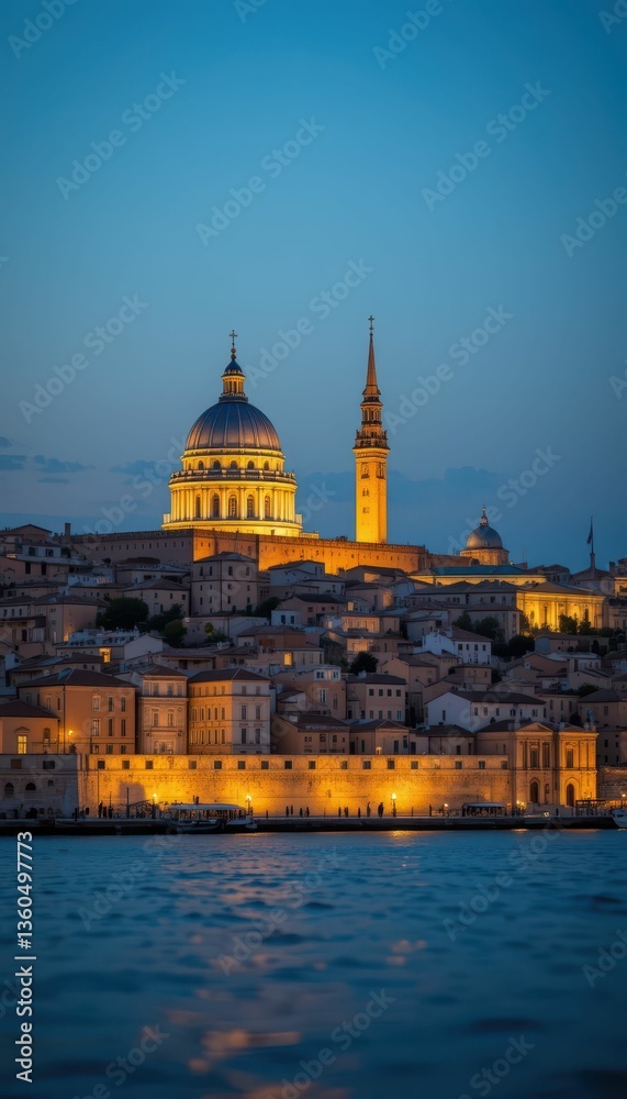 Fototapeta premium Stunning Night View of Historic St. Paul's Cathedral in Valletta