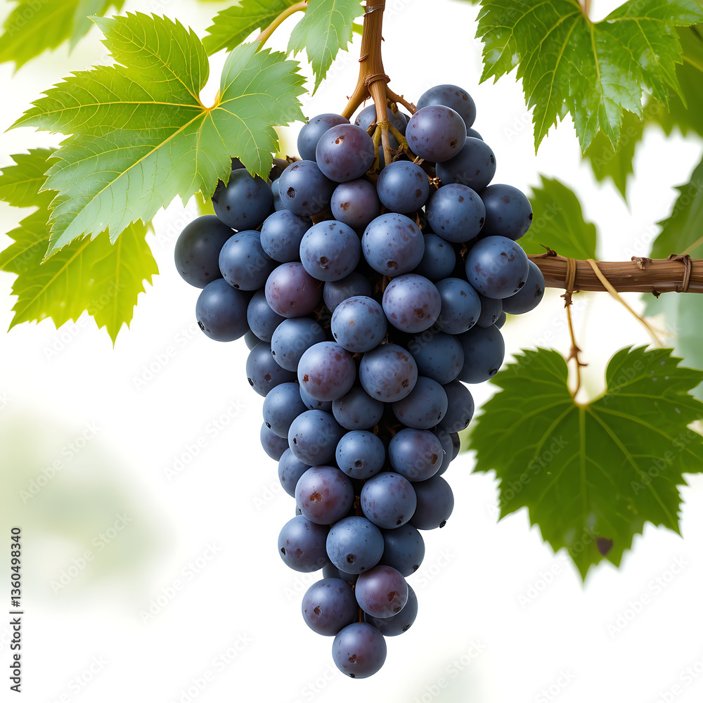 Obraz premium Close up, Fresh grape vine isolated on white background
