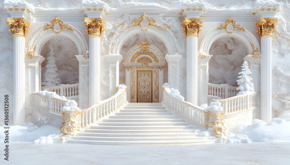 Fototapeta premium Grand Palace Entrance, Winter Snow Scene