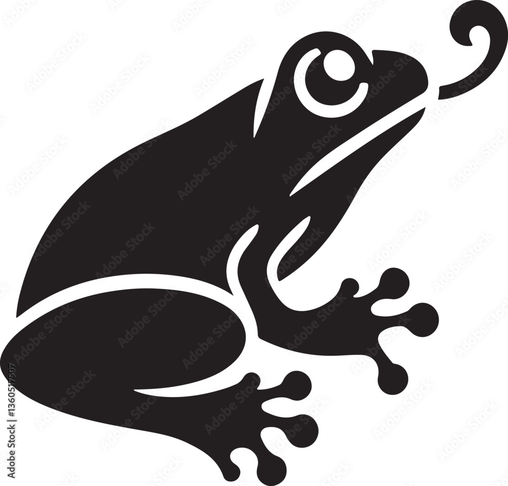 Obraz premium vector silhouette of a frog icon type with background .