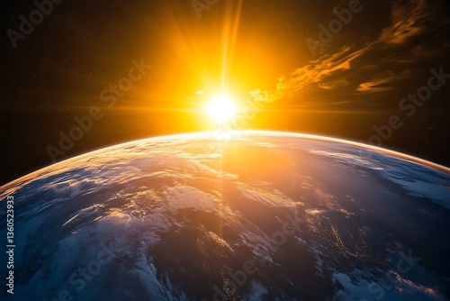 The Sun Peeks Over the Earth's Horizon Creating a Beautiful Glow photo