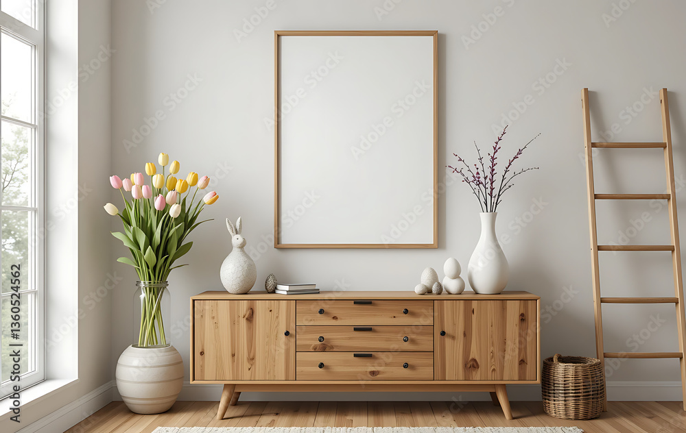 Luxury Home Interior design of easter living room interior with mock up poster frame Luxury Home Interior design of easter living room interior with mock up poster frame