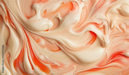 A close-up of swirling cream in an abstract background, symbolizing the fluidity and vibrancy associated with silk-like hair