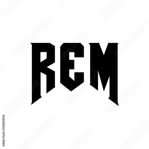 REM letter logo design for technology company. REM logo design black and white color combination. REM logo, REM vector, REM design, REM icon, REM alphabet. REM typography logo design.