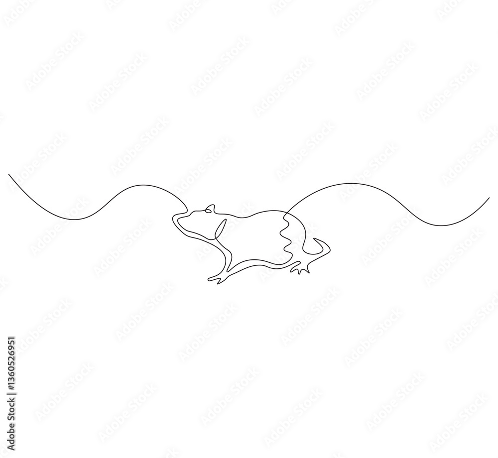 Obraz premium Mouse animal outline drawing illustration. Continuous line draw rodent animal vector.