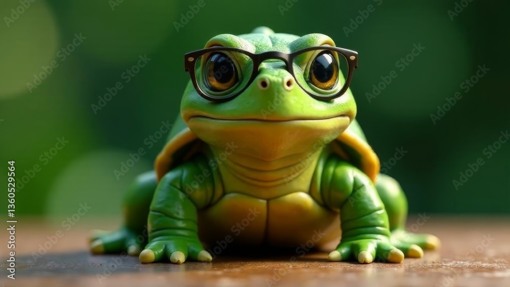 little turtle with glasses in front of the camera little turtle with glasses in front of the camera