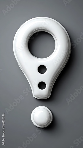 A glossy white question mark shape on a gray background