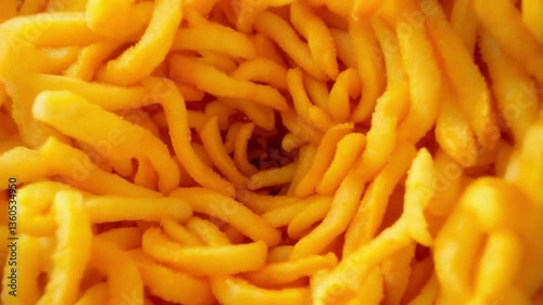 A close-up of a pile of French fries and carrots with a focus on fresh ingredients Video