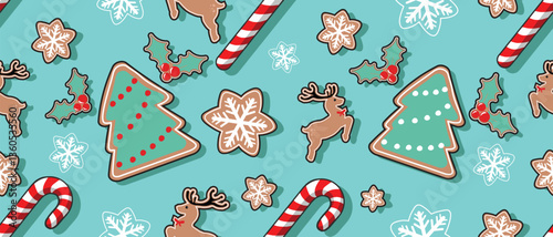 Christmas Seamless Pattern. Huge Christmas and New year Holiday Repeatable Pattern. Decorative Elements Texture for Wallpaper, Gift Wrapping paper, Card or Banner Template or Fabric Textile Prints.