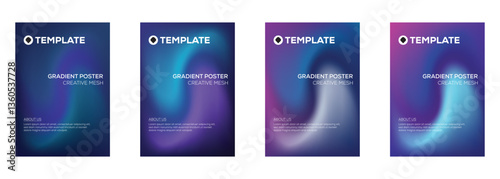 Gradient Poster Templates Creative Mesh Design Set