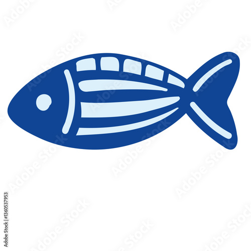 Boho simple linocut style tribal fish