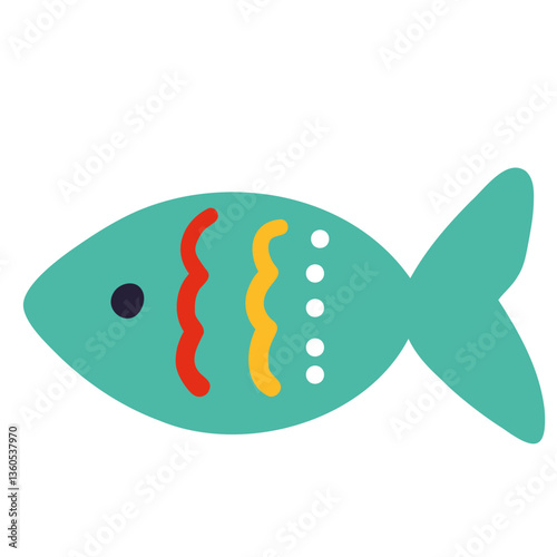 Boho simple linocut style tribal fish