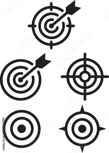 Target and Accuracy Icon Set – Goal, Focus, Aim, Precision