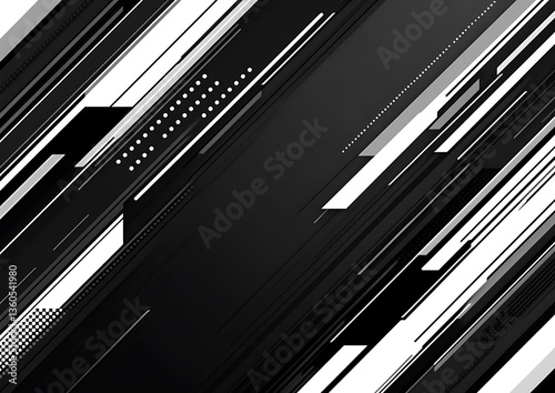 Angled lines and geometric shapes form a stark abstract background