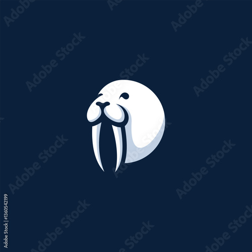 walrus head silhouette logo vector illustration with negative space style