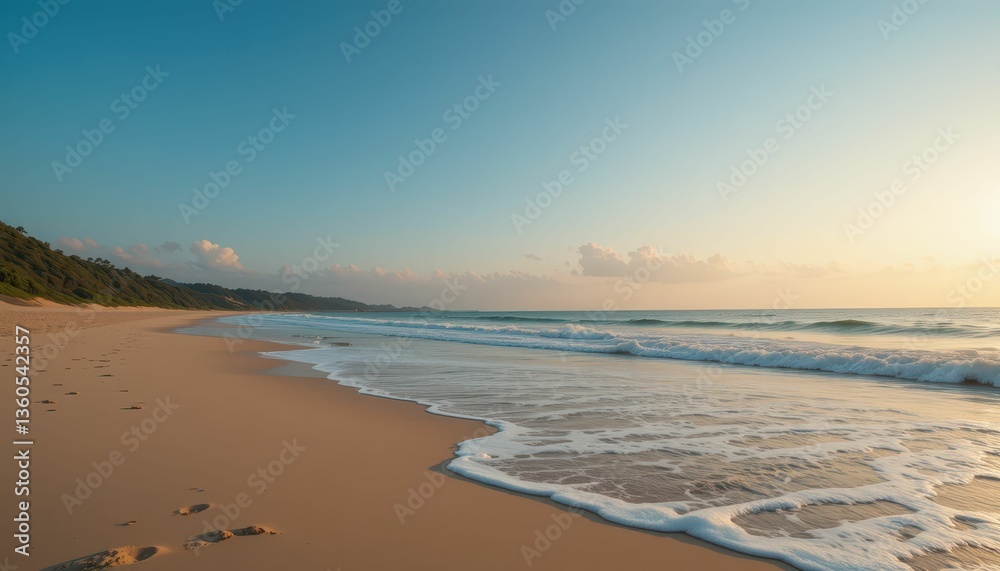 custom made wallpaper toronto digitalSerene Ocean View at Sunrise with Gentle Waves and Footprints