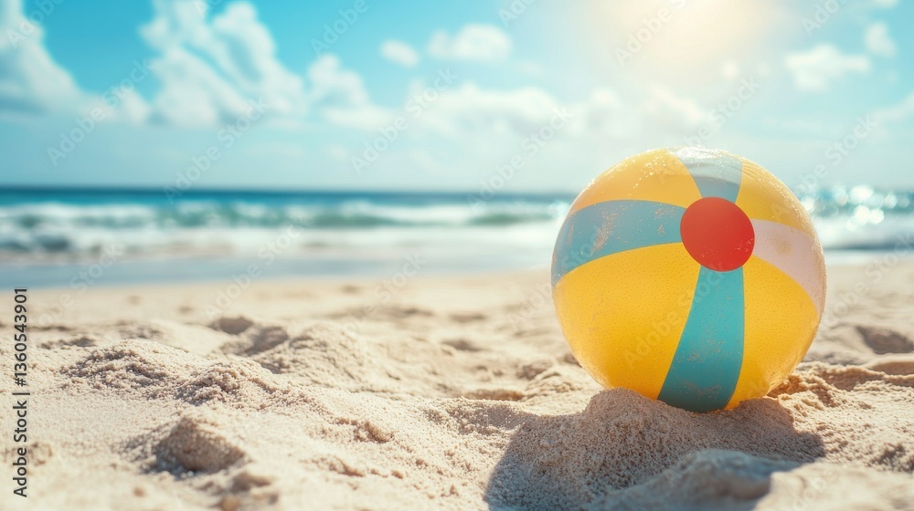 Naklejka premium Classic beach ball, isolated on a white background for summer fun.