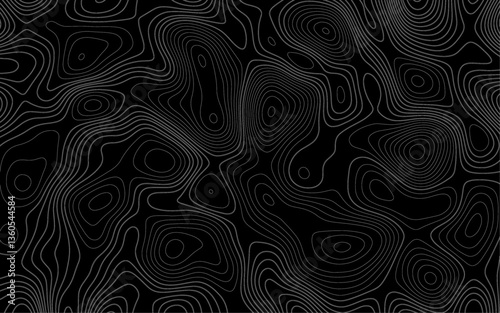Topographic contour map. creative cartography illustration. Abstract modern white and black topographic contour map wavy line, digital print terrain lines texture white background.