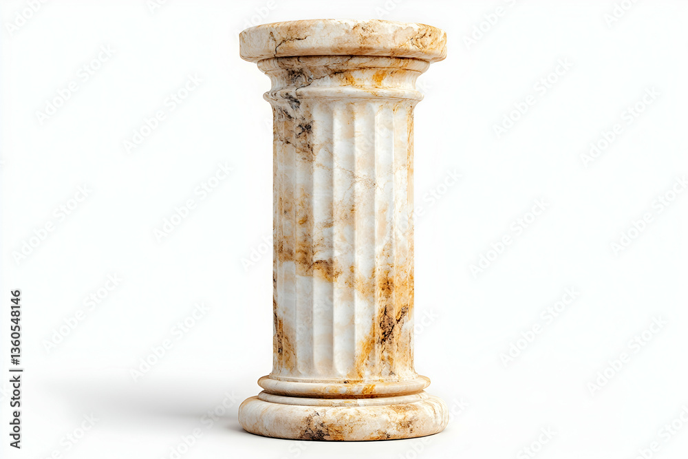 Marble Column, Isolated, White Background, Studio Marble Column, Isolated, White Background, Studio