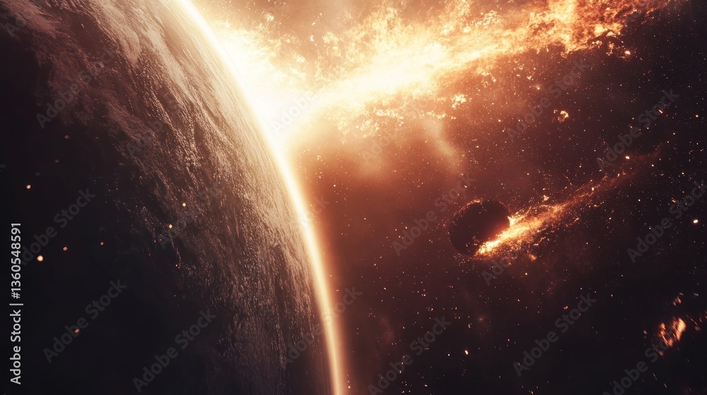 Fototapeta premium Earth's fiery demise in space