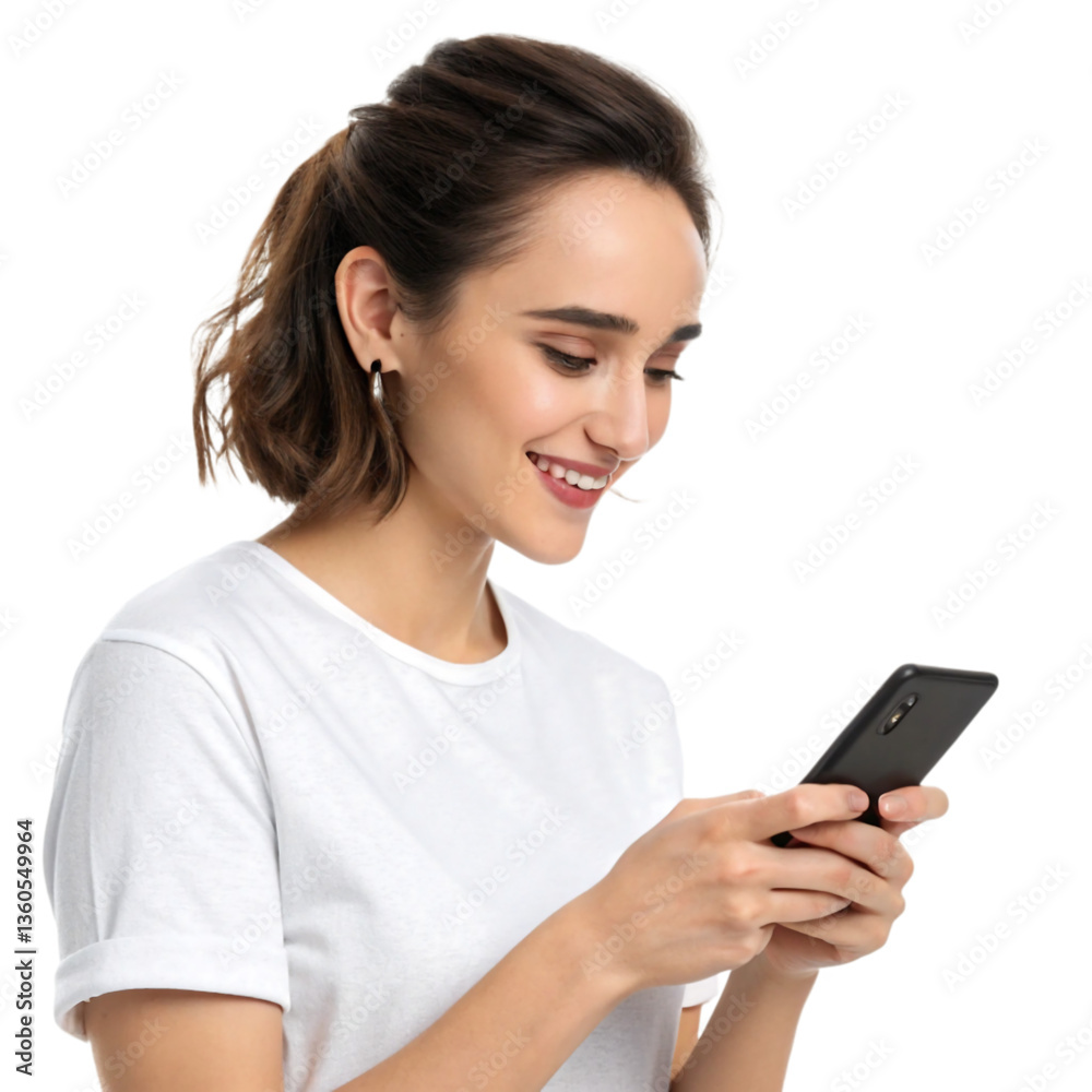 Young woman smiling while using a mobile phone for communication