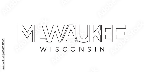 Milwaukee, Wisconsin, USA typography slogan design. America logo with graphic city lettering for print and web. photo