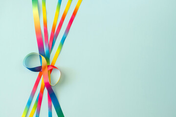 Autism acceptance month, Autism awareness day background. Infinity symbol and ribbons. Infinity loop is symbol of autism disorder, adhd, neurodiversity, limitlessness, eternity