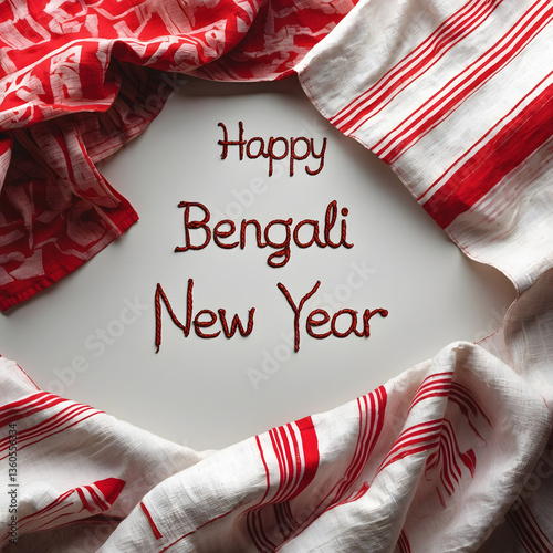 Happy Bengali New Year greeting cards feature cultural and festive elements like Alpana, Howrah Bridge, Dhakis, Panta Bhat, Bengali sweets, Durga eyes, and handcrafted pottery, with elegant English ca
