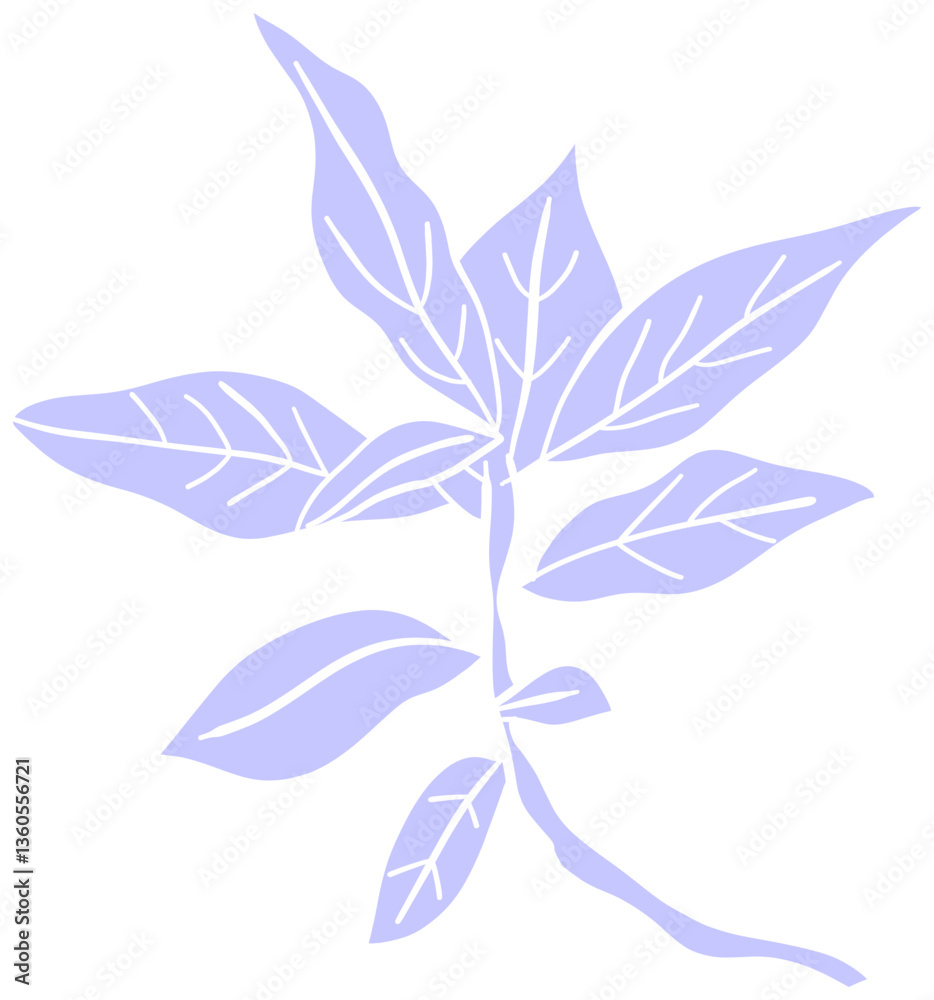 Illustration of a Light Purple Leaf Branch sticker Illustration of a Light Purple Leaf Branch sticker