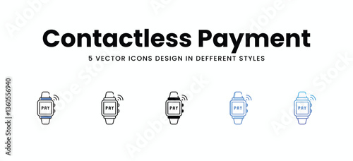 Contactless Payment vector icons set stock illustration