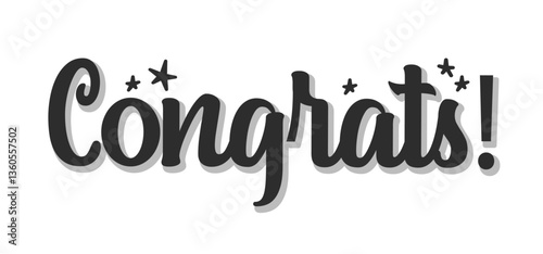 Congrats design with stars, calligraphic message for banner or congratulating card