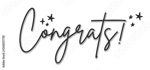 Congrats design with stars, calligraphic message for banner or congratulating card