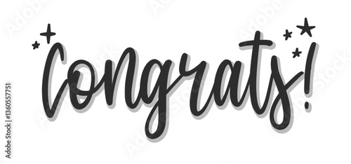 Congrats design with stars, calligraphic message for banner or congratulating card
