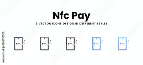 Nfc Pay vector icons set stock illustration