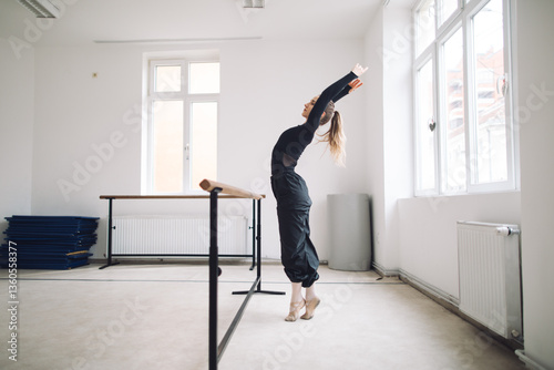 Photography Ballet dancer practicing at barre